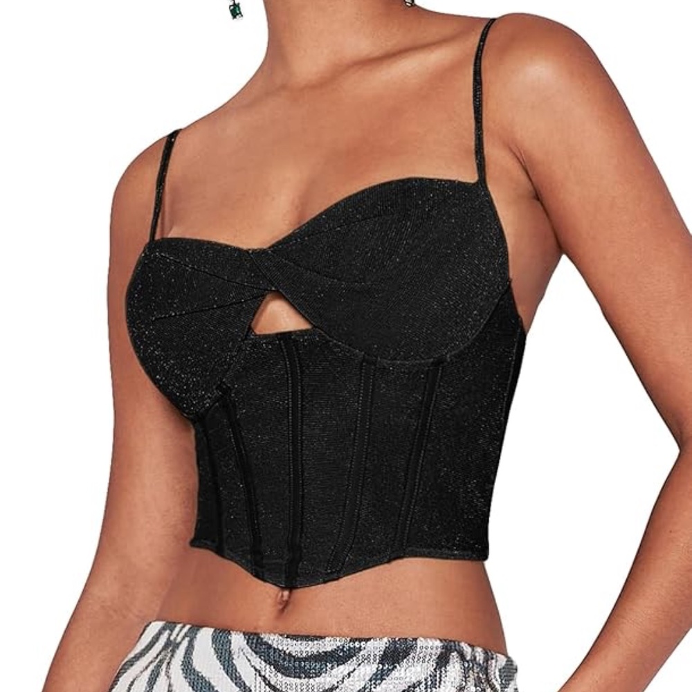 NWOT Sparkly Black Corset Top